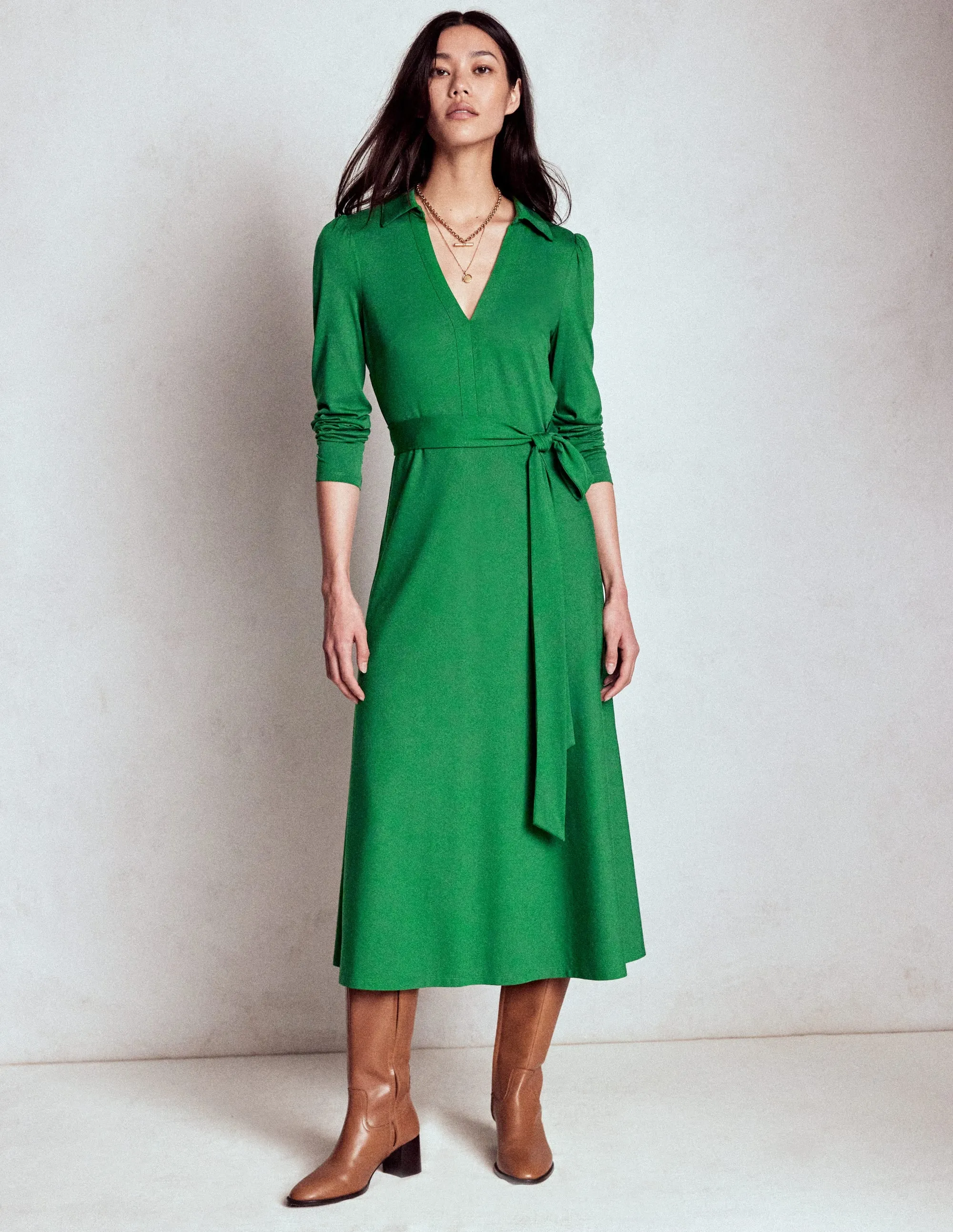 Imogen Collared Jersey Dress-Eden