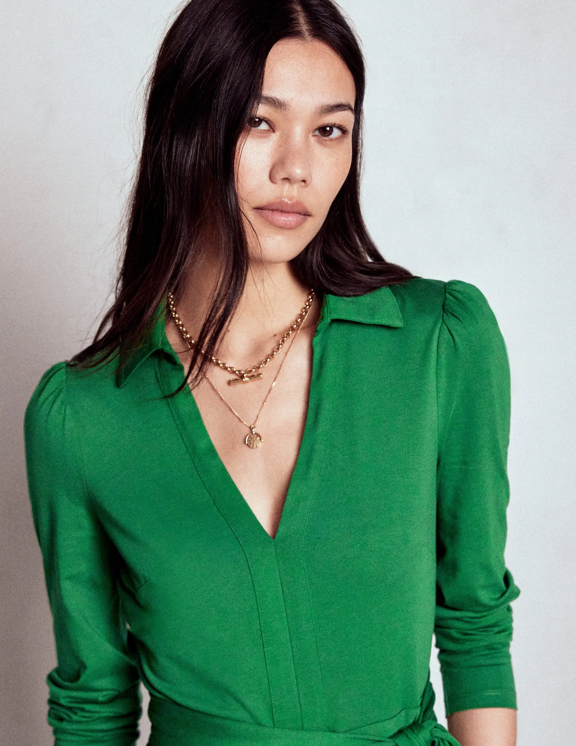 Imogen Collared Jersey Dress-Eden
