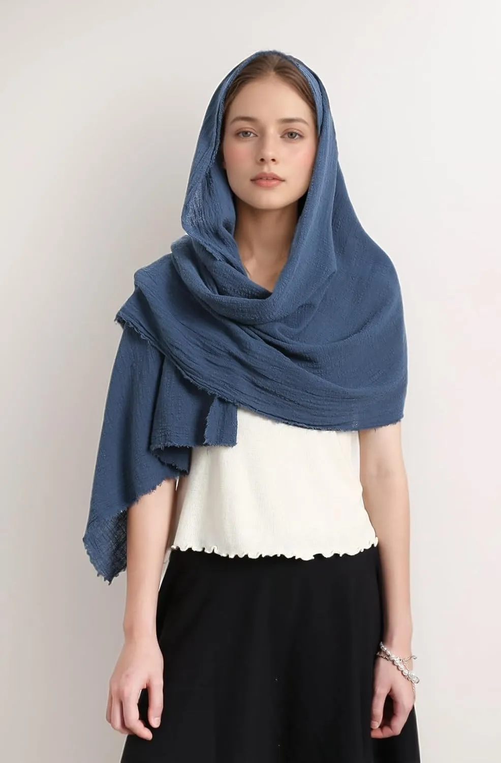 Jeelow Cotton Or Linen Scarf Lightweight Light Shawl Wrap For Men & Women