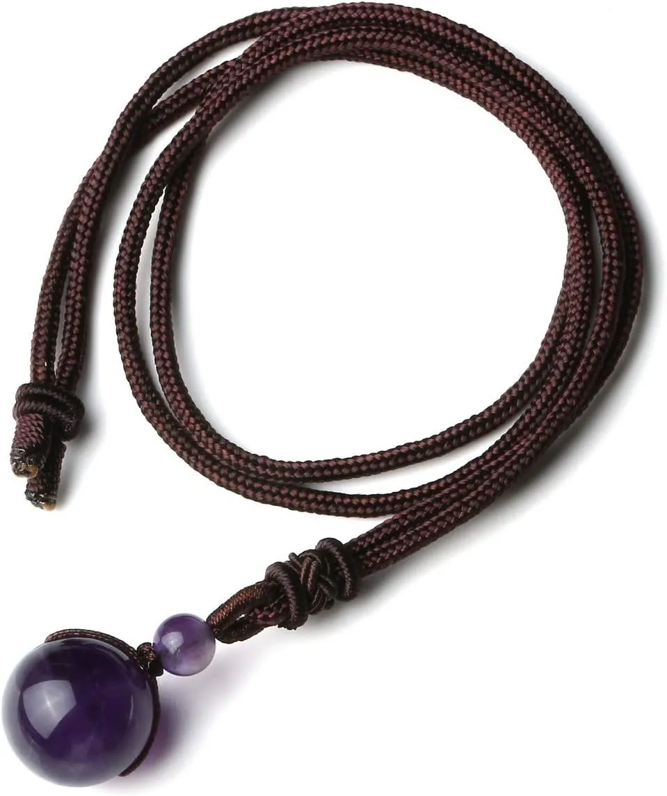 Jovivi Healing Crystals Necklace Natural Tiger Eye Amethyst Lucky Blessing Protection Chakra Beads Stone Pendant for Women Men Adjustable
