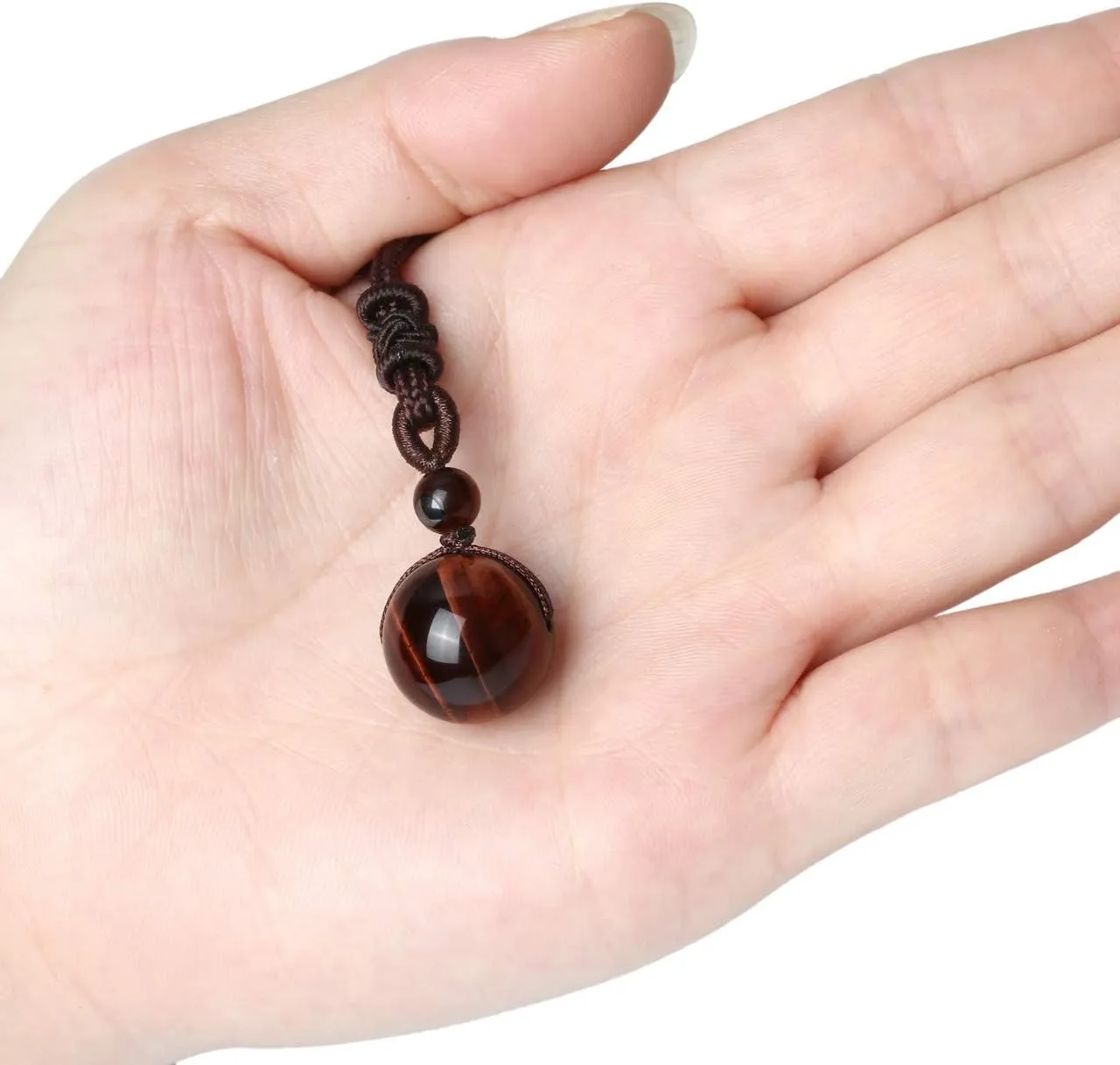 Jovivi Healing Crystals Necklace Natural Tiger Eye Amethyst Lucky Blessing Protection Chakra Beads Stone Pendant for Women Men Adjustable