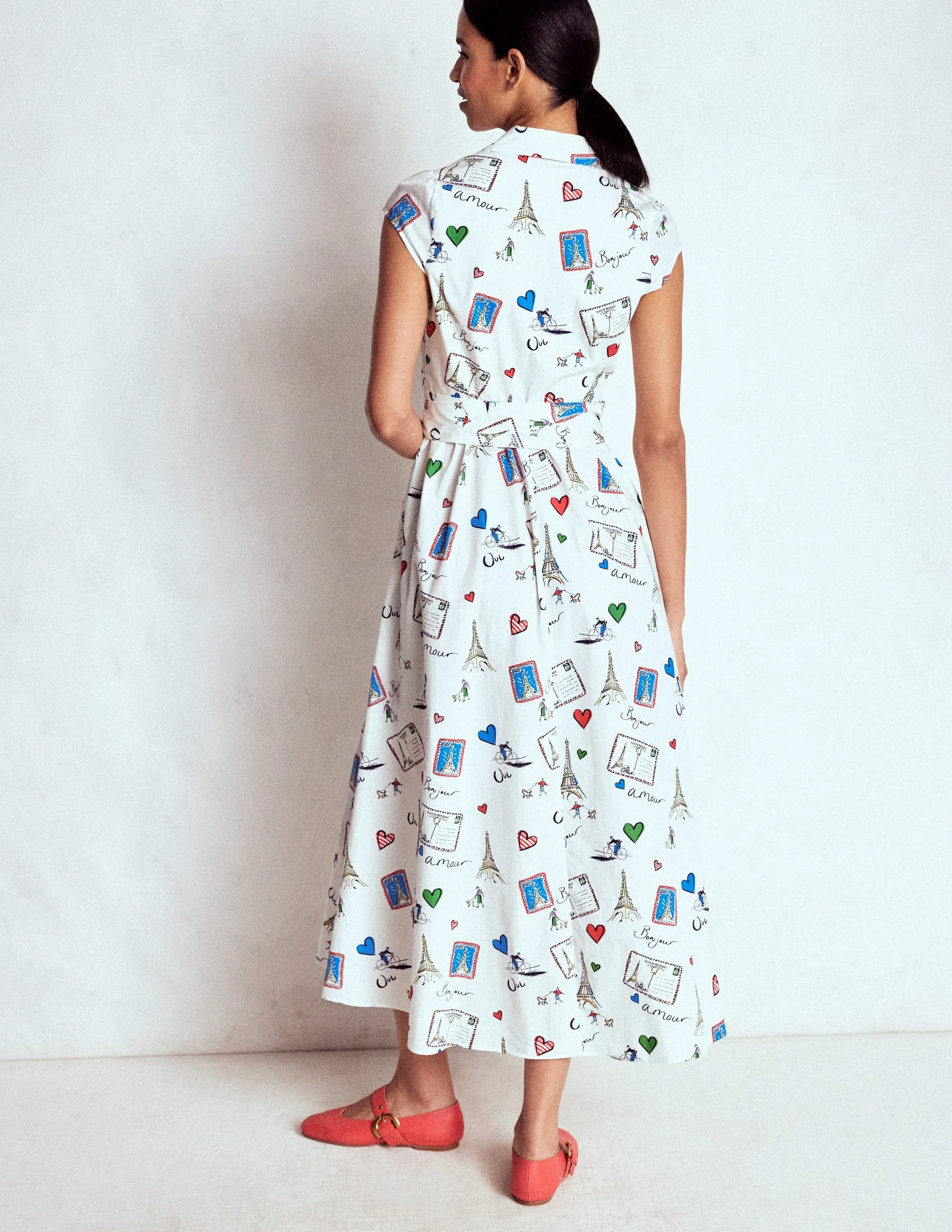 Julia Cotton Wrap Midi Dress-Ivory, Postcard From Paris