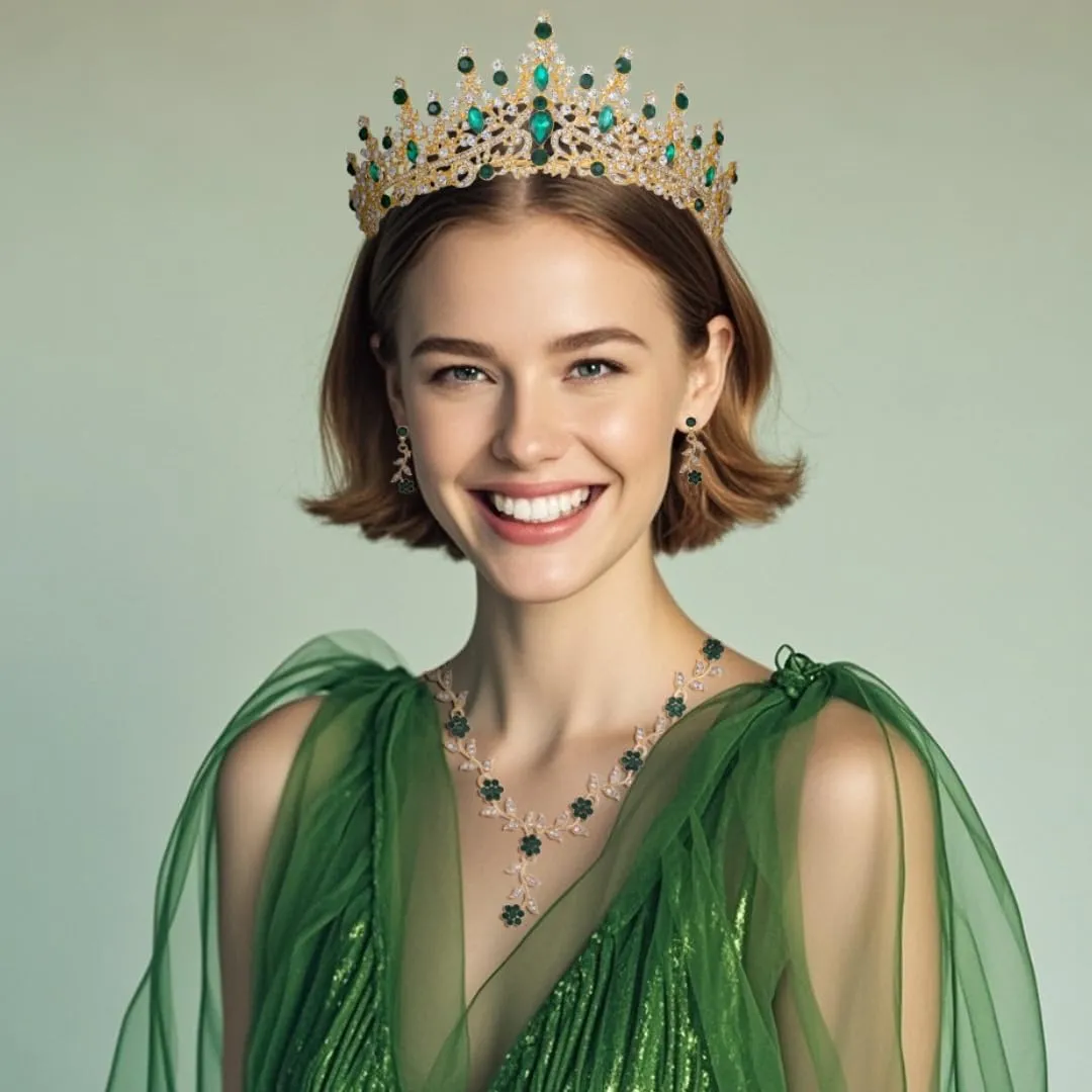 Kamirola Tiaras and Crowns for Women,Tiaras Earrings Necklace, Crystal Bridal Jewelry Set (TR48)