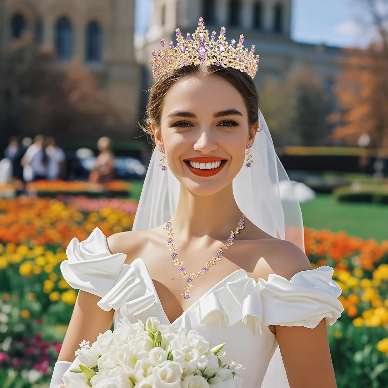 Kamirola Tiaras and Crowns for Women,Tiaras Earrings Necklace, Crystal Bridal Jewelry Set (TR48)