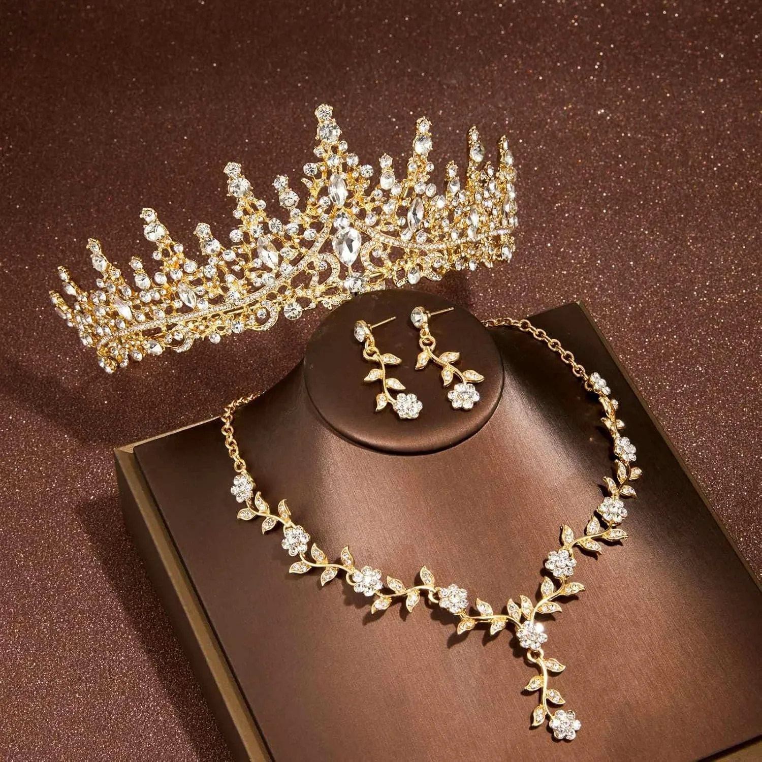 Kamirola Tiaras and Crowns for Women,Tiaras Earrings Necklace, Crystal Bridal Jewelry Set (TR48)