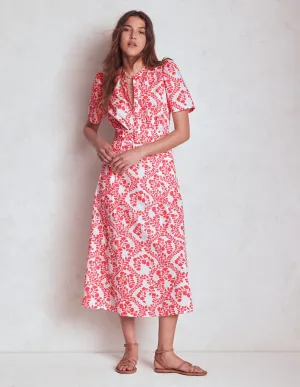 Kate Puff Sleeve Belted Dress-lvory, Vine Silhouette