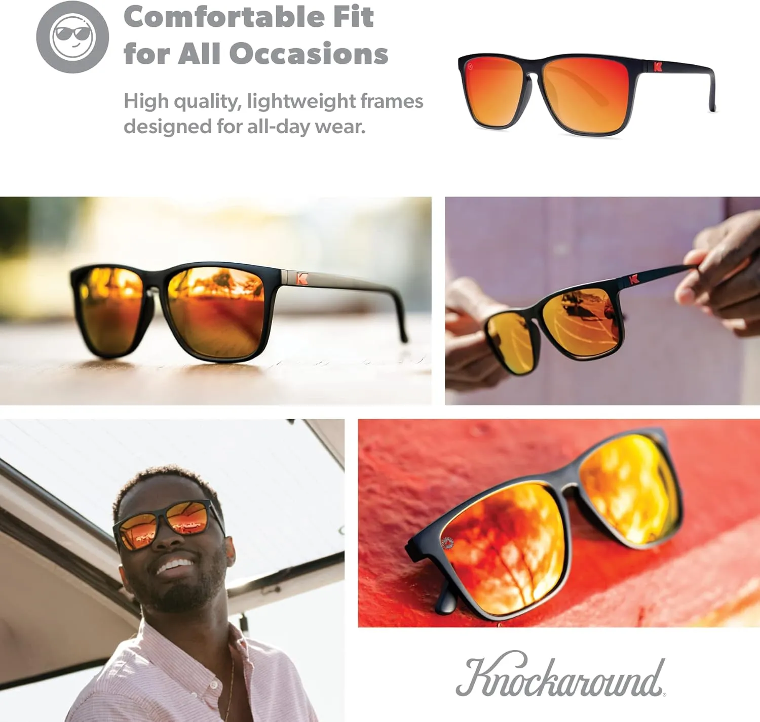 Knockaround Fast Lanes and Sport Polarized Sunglasses for Men & Women - Impact Resistant Lenses & Full UV400 Protection