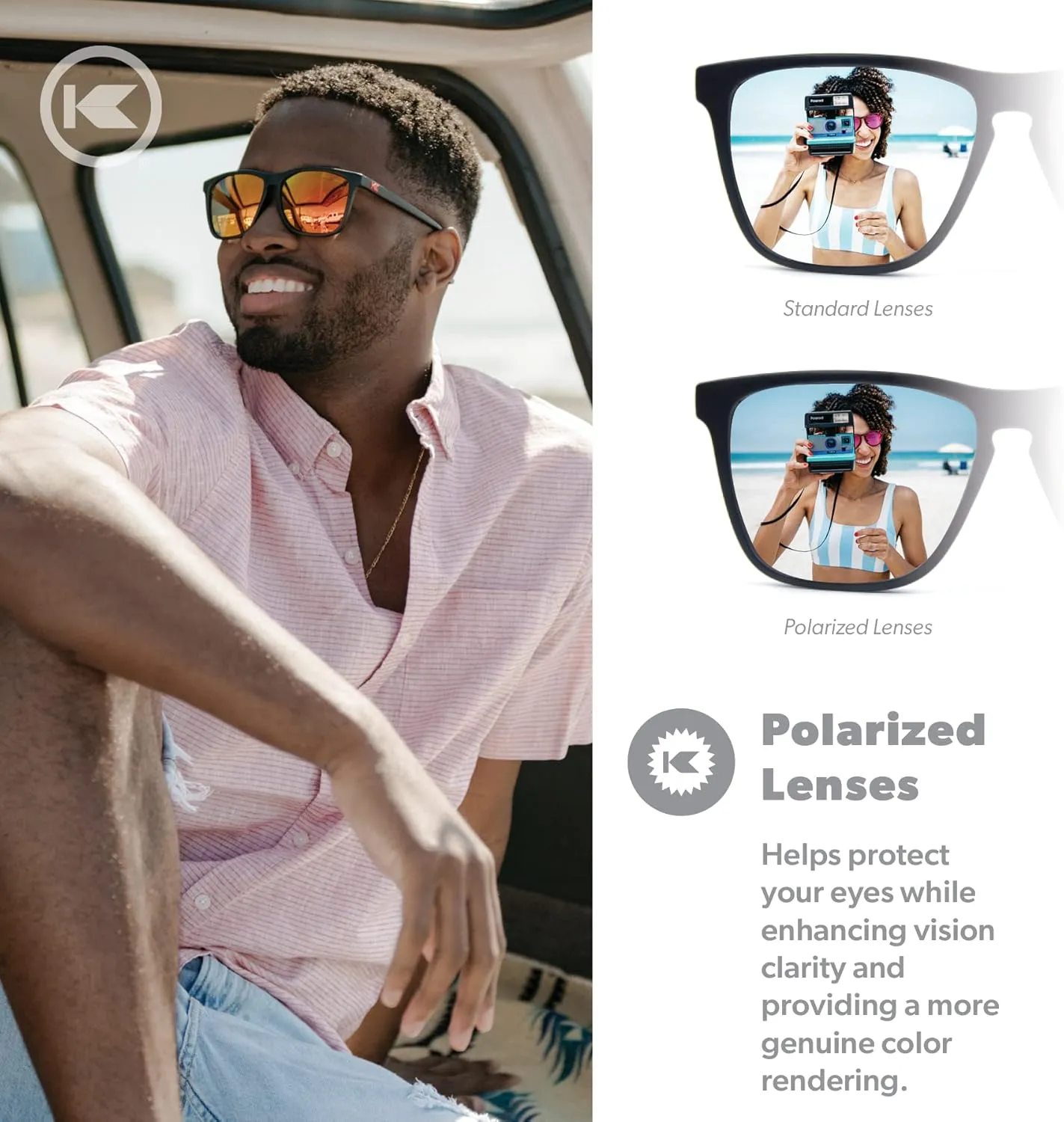 Knockaround Fast Lanes and Sport Polarized Sunglasses for Men & Women - Impact Resistant Lenses & Full UV400 Protection