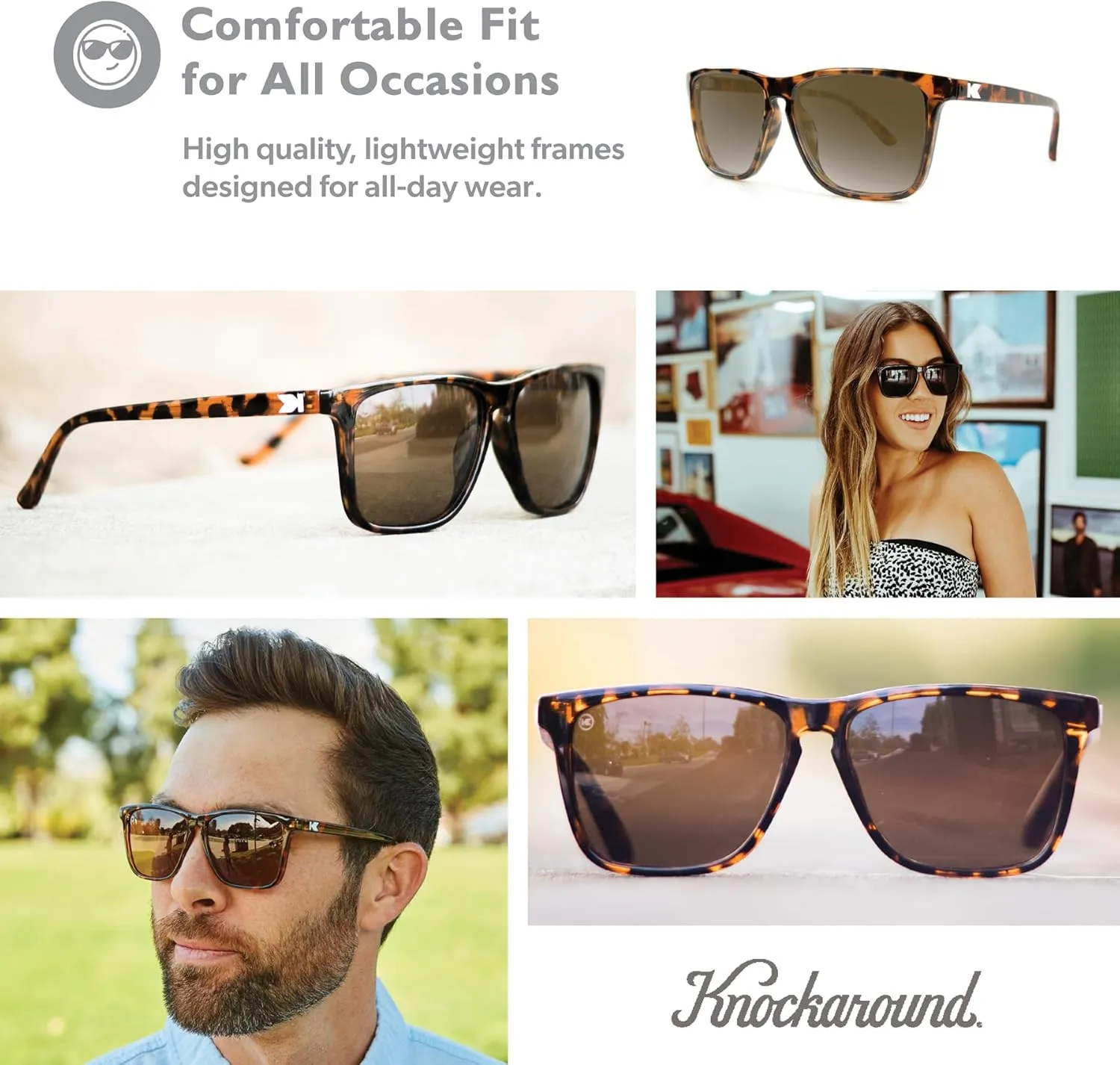 Knockaround Fast Lanes and Sport Polarized Sunglasses for Men & Women - Impact Resistant Lenses & Full UV400 Protection