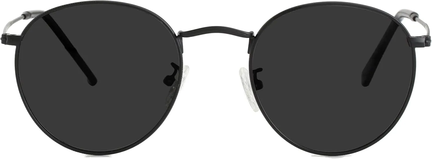 Kursan Small Round Metal Polarized Sunglasses for Men Women Mirrored Lens Classic Circle Sun Glasses