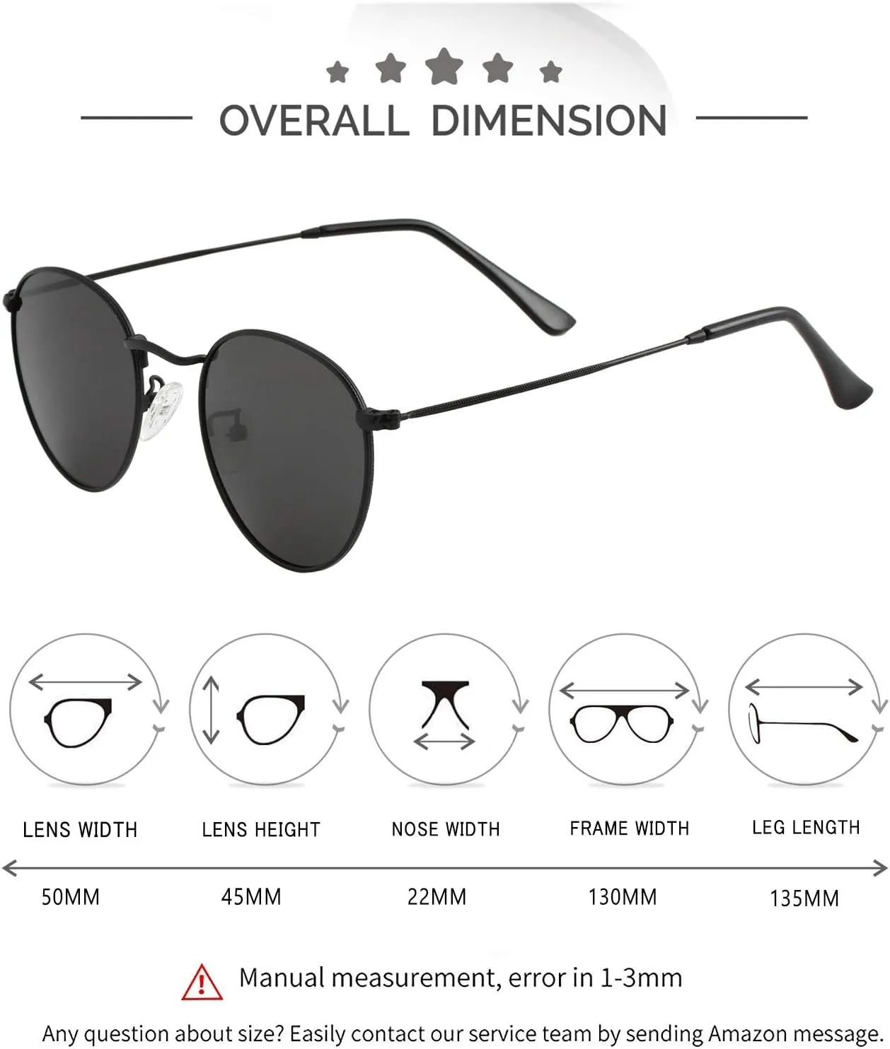 Kursan Small Round Metal Polarized Sunglasses for Men Women Mirrored Lens Classic Circle Sun Glasses