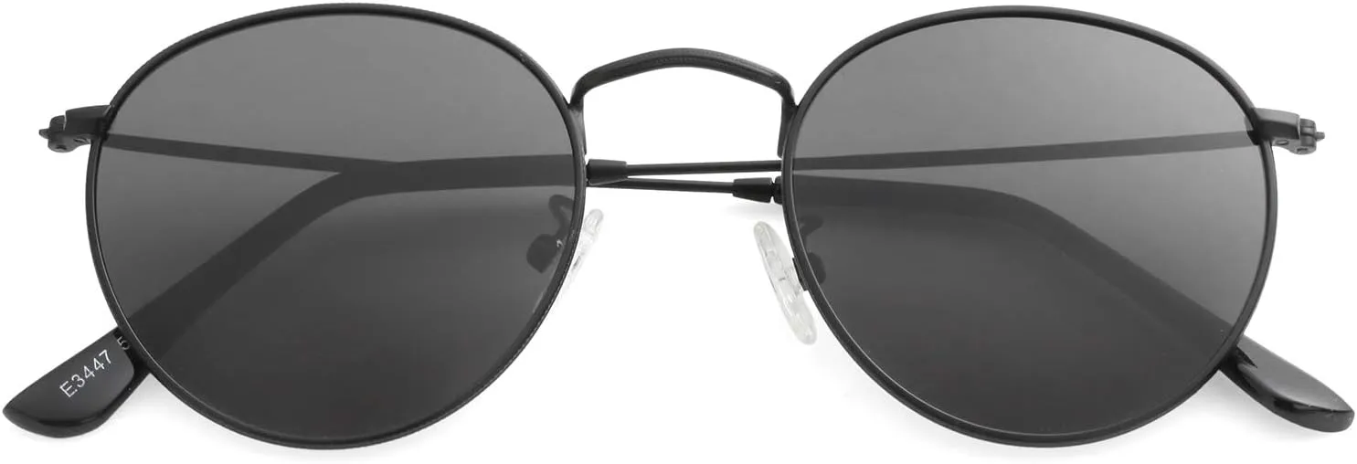 Kursan Small Round Metal Polarized Sunglasses for Men Women Mirrored Lens Classic Circle Sun Glasses