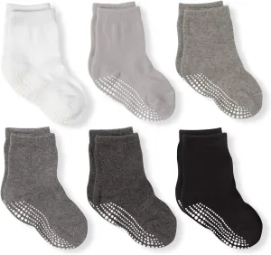 LA ACTIVE Non Slip Grip Ankle Boys and Girls Athletic Crew Socks for Babies Toddlers and Kids