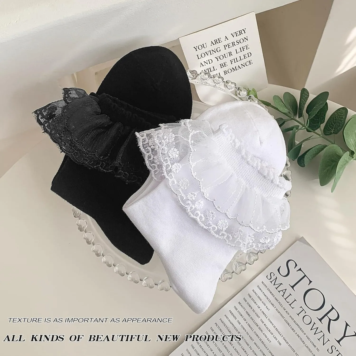 Lace Ruffle Frilly Ankle Socks for Women - Cotton Socks With Stylish Cute Lace Design