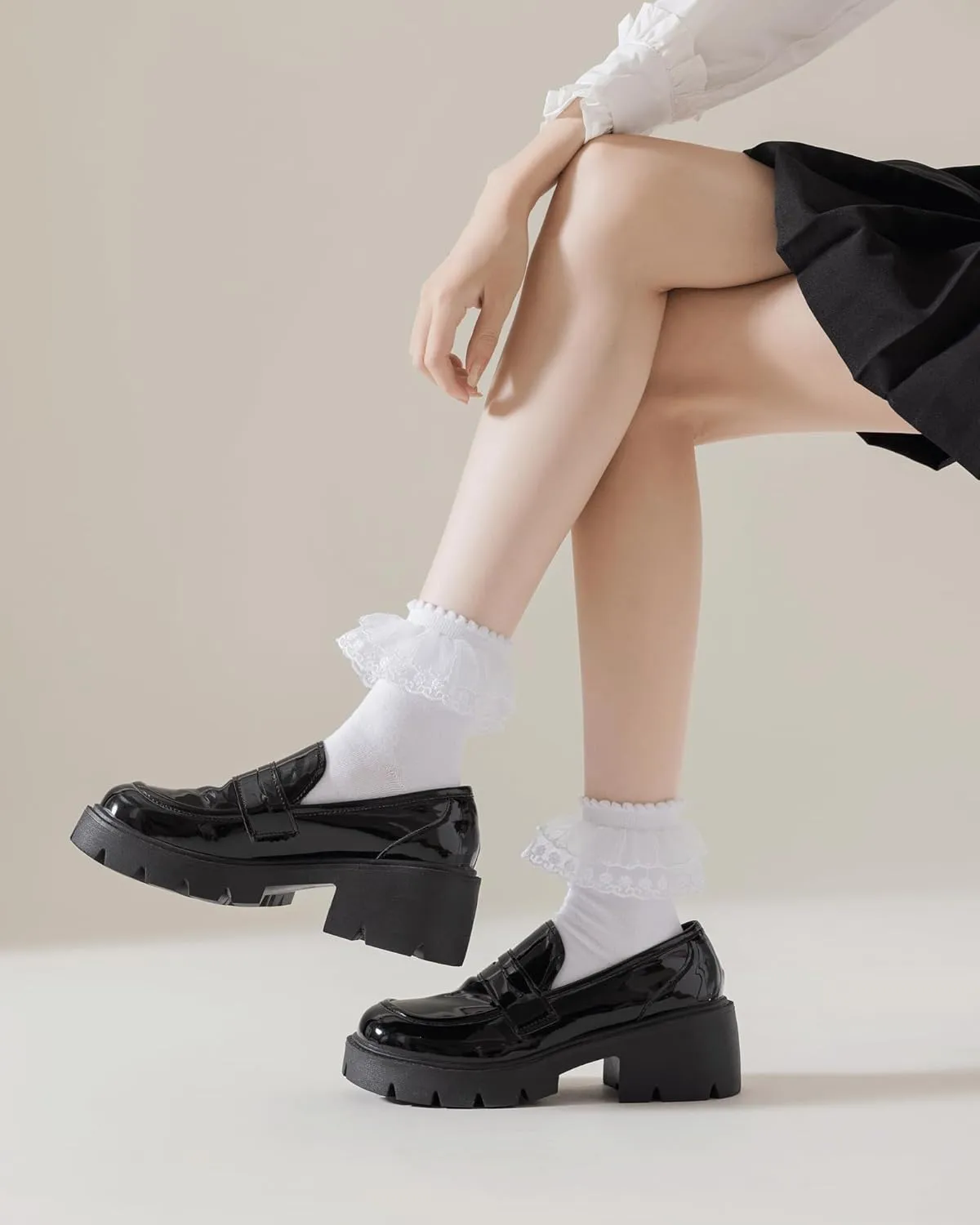 Lace Ruffle Frilly Ankle Socks for Women - Cotton Socks With Stylish Cute Lace Design
