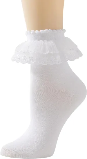 Lace Ruffle Frilly Ankle Socks for Women - Cotton Socks With Stylish Cute Lace Design