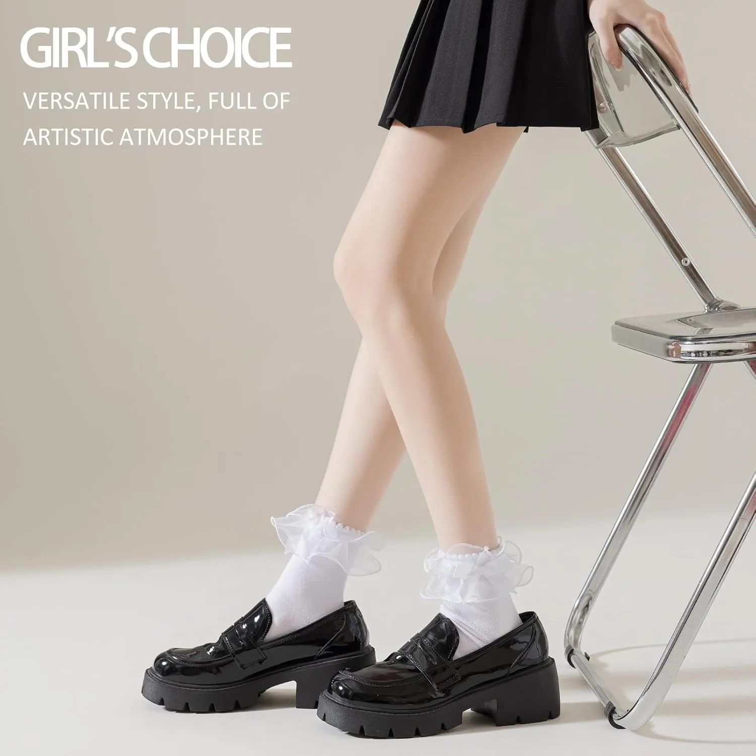Lace Ruffle Frilly Ankle Socks for Women - Cotton Socks With Stylish Cute Lace Design
