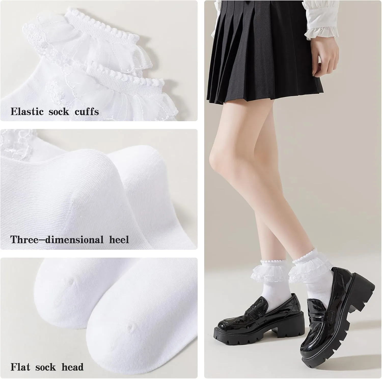 Lace Ruffle Frilly Ankle Socks for Women - Cotton Socks With Stylish Cute Lace Design