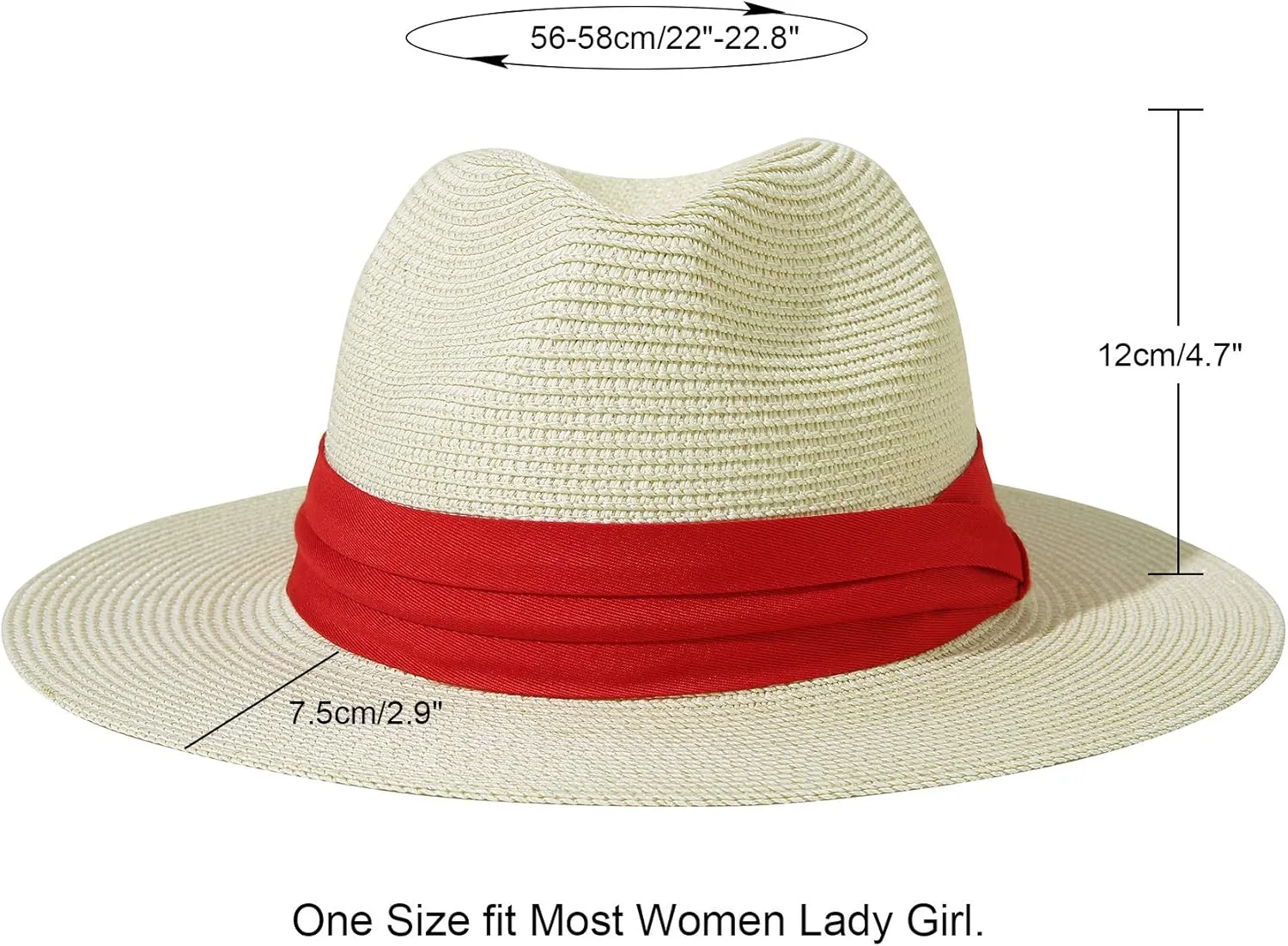 Lanzom Women Wide Brim Straw Panama Roll up Hat Fedora Beach Sun Hat UPF50 