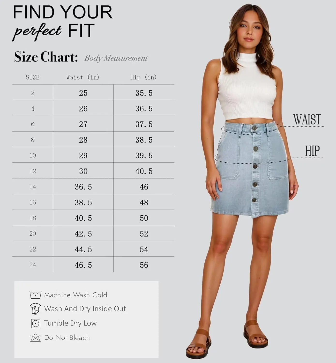 Lexi Womens Super Comfy Stretch Denim Skirt