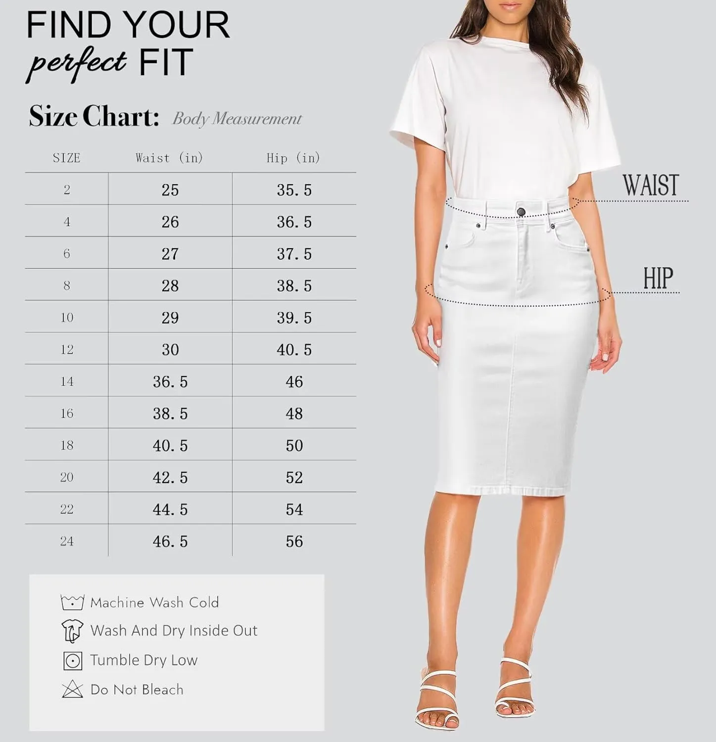 Lexi Womens Super Comfy Stretch Denim Skirt