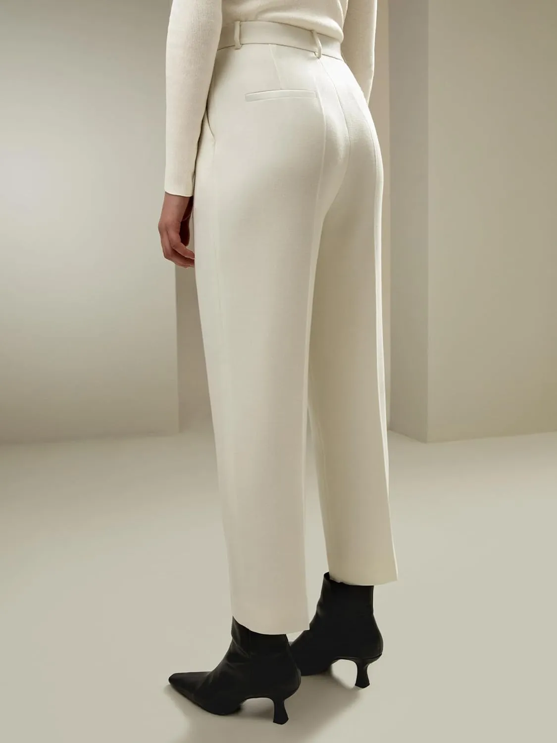 LilySilk Womens Wool Trouser for Winter Ladies Medium Rise Suit Pants Front Pleats Full Length Bottom Business Vacation
