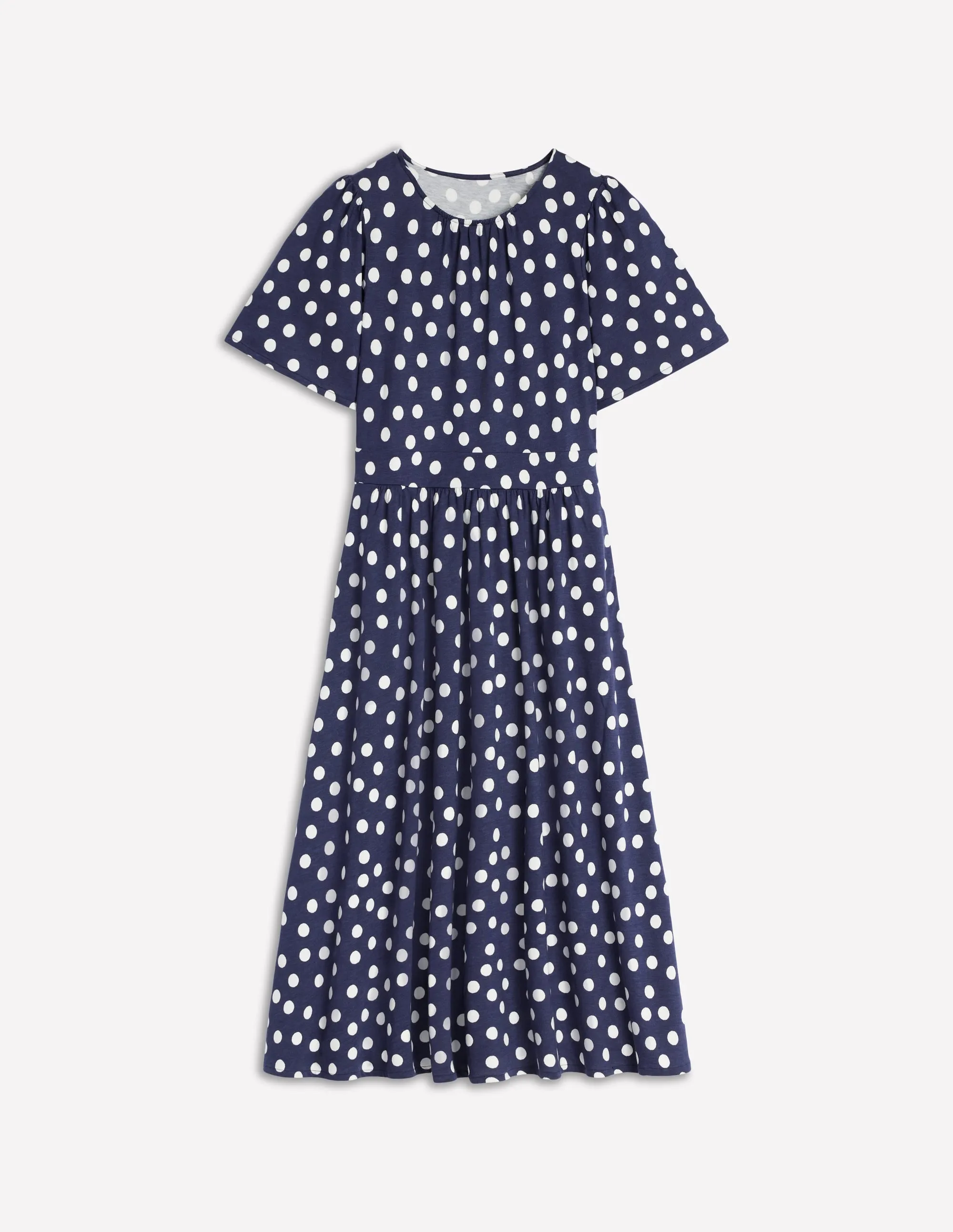 Louisa Jersey Midi Dress-French Navy, Painted Dot