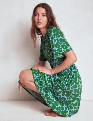 Louisa Short Jersey Dress-Highland Green, Leafy Grove