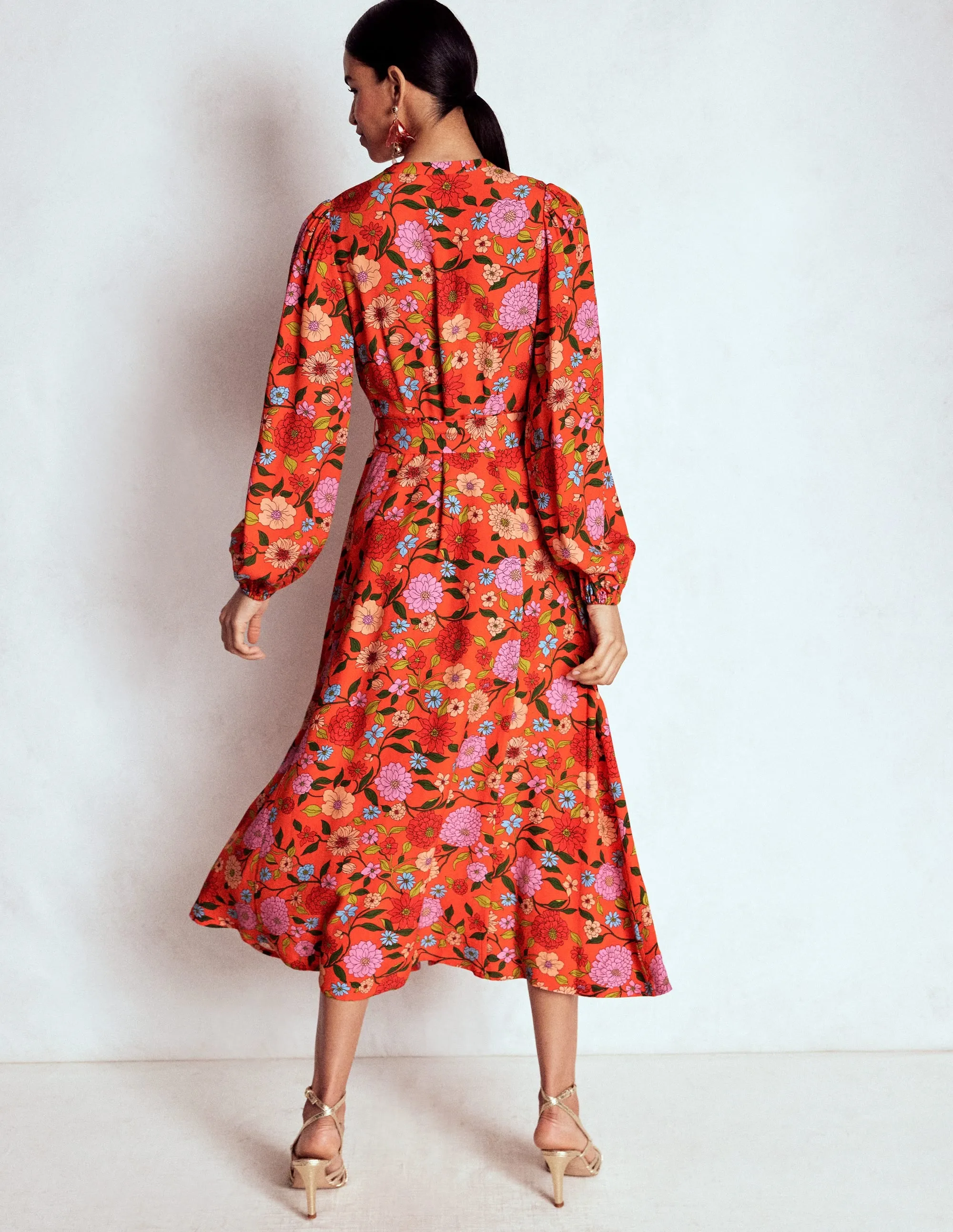 Mae Maxi Shirt Dress-Firecracker Red, Dahlia Trail