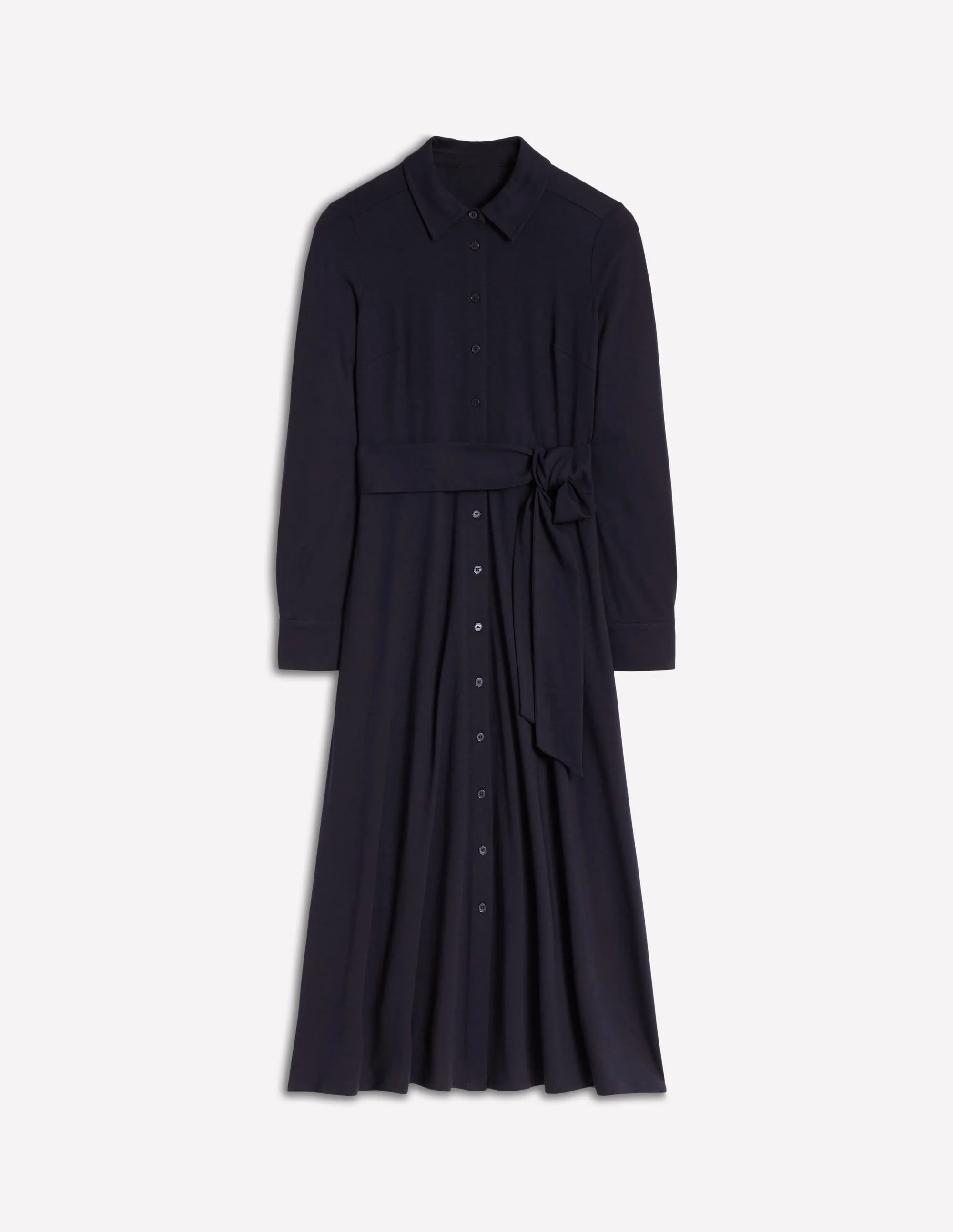 Marcia Jersey Shirt Dress-Navy