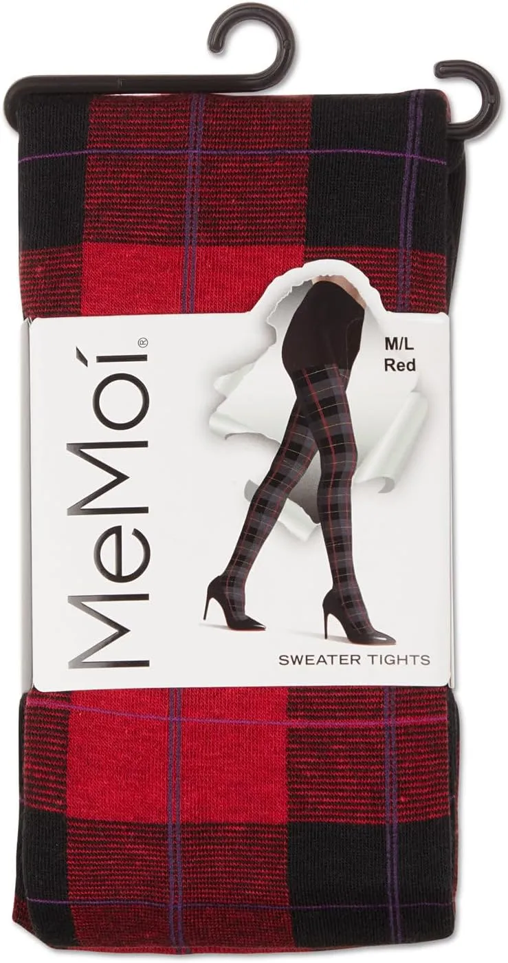 MeMoi Glasgow Plaid Cotton Tights for Women, Cozy, Warm and Fashionable Patterned Sweater Tights - Sizes Small to 6X