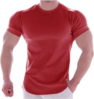 Men Short Sleeve Compression Tops Quick Dry Shirt Cool Dry Fitness Clothing Base Layer T-Shirt for Running Workout Gym