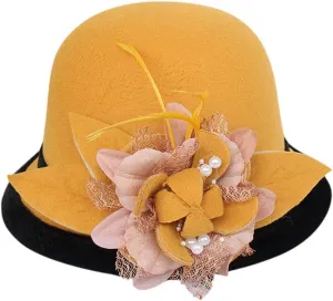 Men Women Roll-up Brim Fedora Bucket Caps Valentines Classic Round Bowler Hats Bow Cloche Hat Party Costume