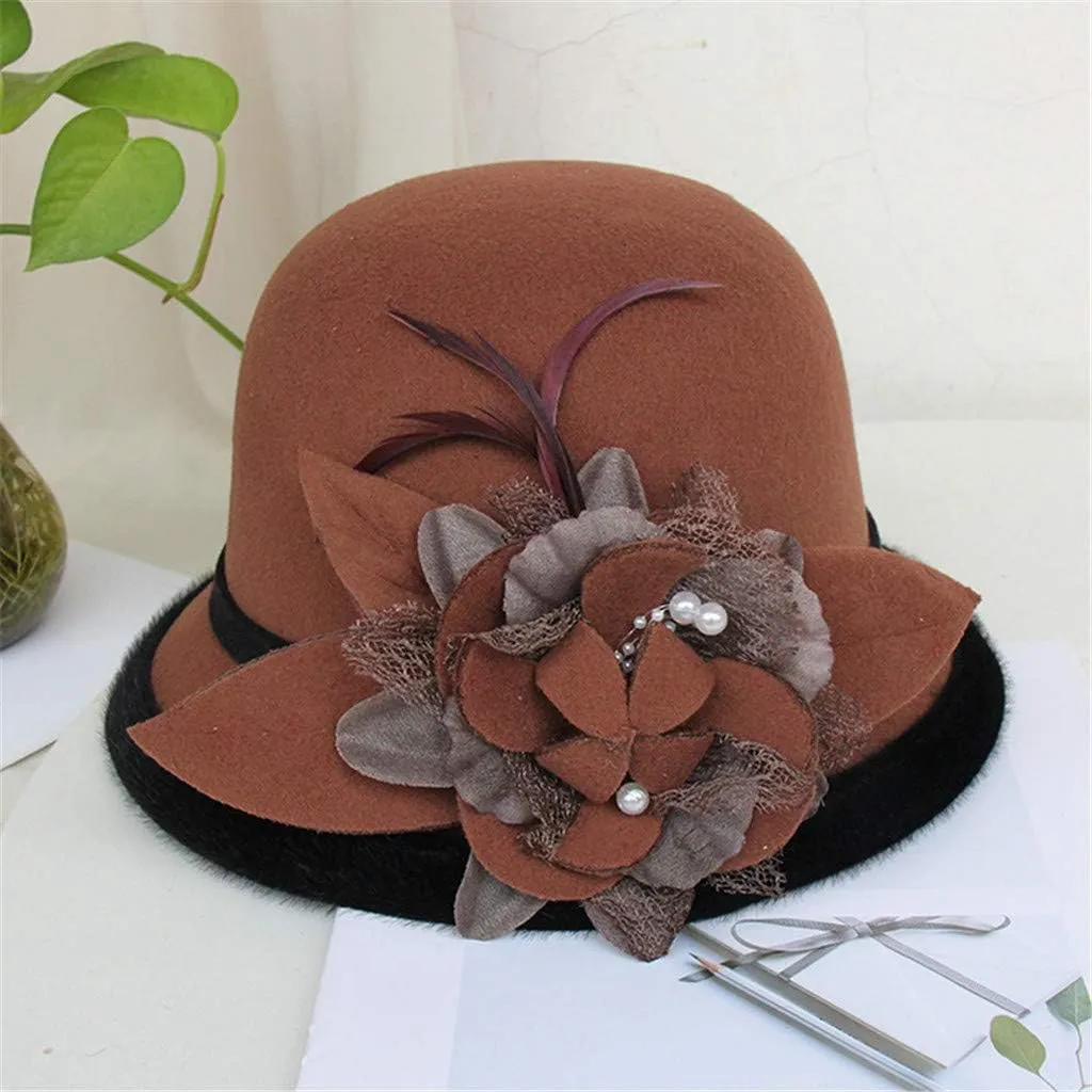 Men Women Roll-up Brim Fedora Bucket Caps Valentines Classic Round Bowler Hats Bow Cloche Hat Party Costume