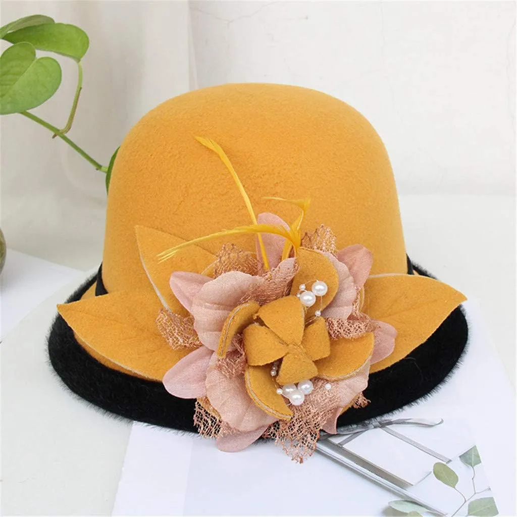 Men Women Roll-up Brim Fedora Bucket Caps Valentines Classic Round Bowler Hats Bow Cloche Hat Party Costume