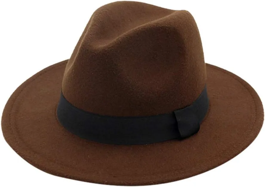 Men Women Vintage Wide Hat with Belt Buckle Adjustable Hats Fedora Hat with Belt Buckle Wide Brim Hats