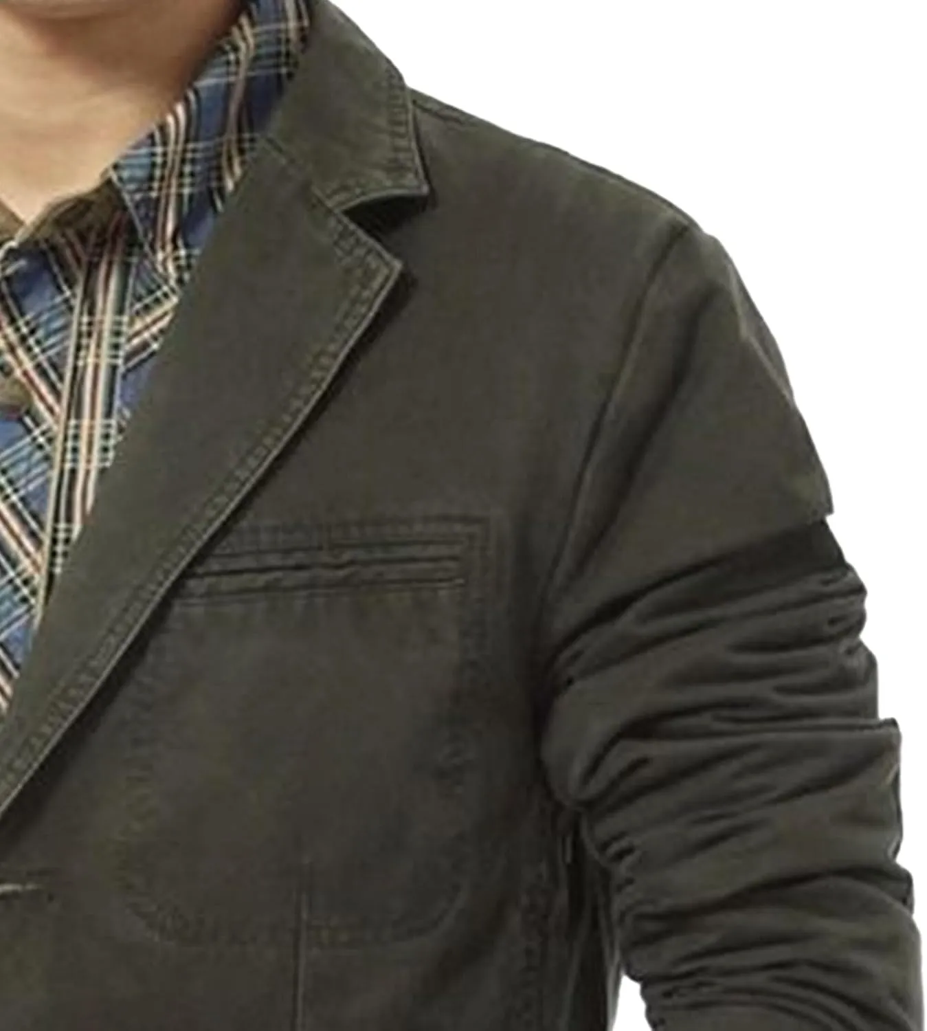 Men's Casual Three-Button Coat Lined Cotton Twill Suit Blazer Jacket Notch Lapel Vintage Jacket Sport Coat