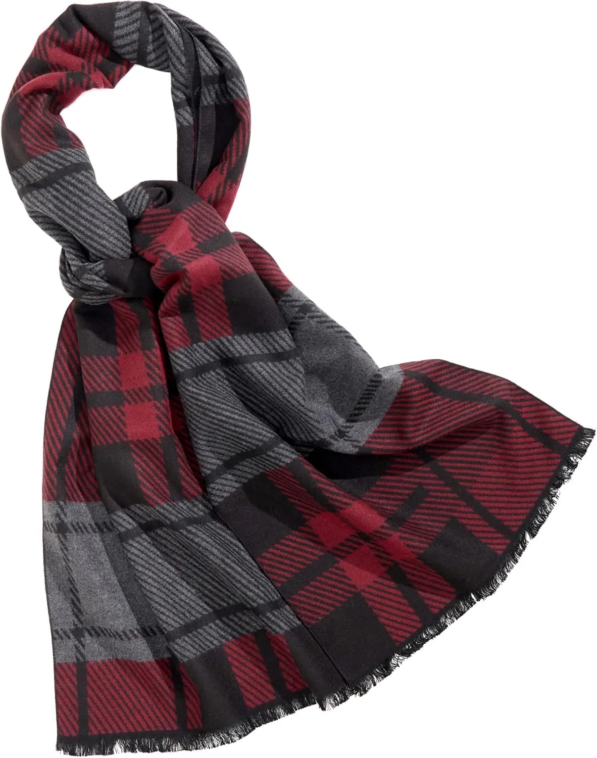 Men's Winter Warm Scarf Premium Cashmere Feel, Luxuriously Soft Long Plaid Pattern