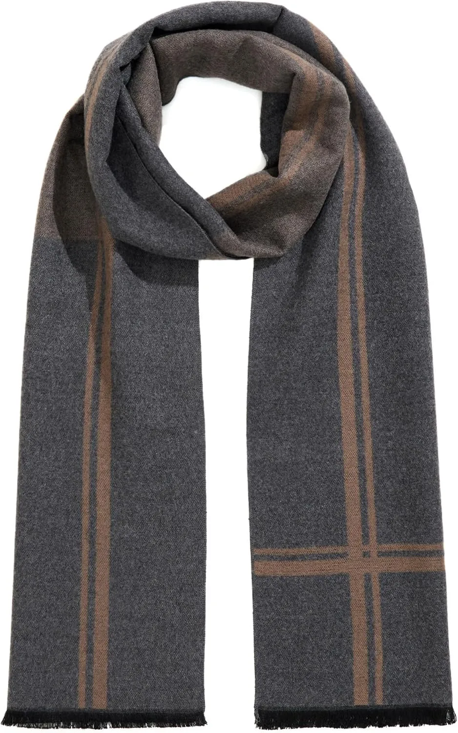 Men's Winter Warm Scarf Premium Cashmere Feel, Luxuriously Soft Long Plaid Pattern