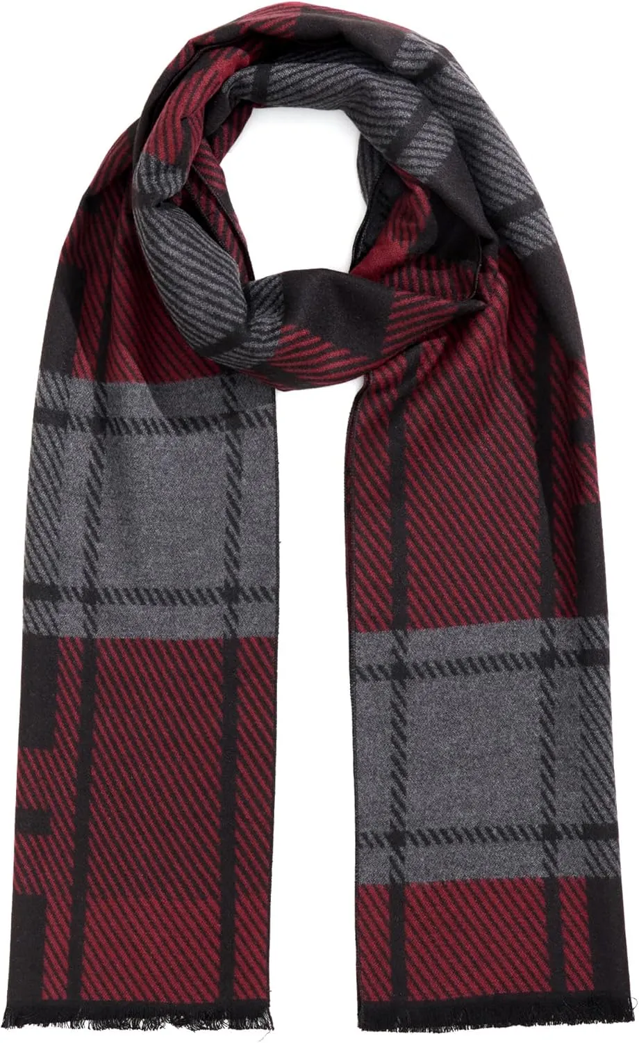 Men's Winter Warm Scarf Premium Cashmere Feel, Luxuriously Soft Long Plaid Pattern
