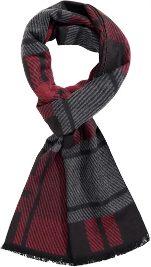 Men's Winter Warm Scarf Premium Cashmere Feel, Luxuriously Soft Long Plaid Pattern