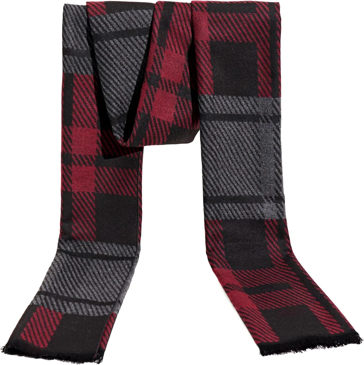 Men's Winter Warm Scarf Premium Cashmere Feel, Luxuriously Soft Long Plaid Pattern