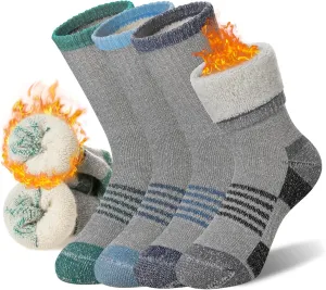 Merino Wool Hiking Socks for Kids Boy Girls Winter Warm Thermal Thick Boot Cozy Cushion Crew Socks