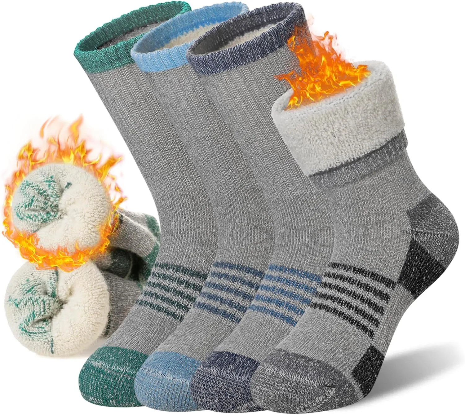 Merino Wool Hiking Socks for Kids Boy Girls Winter Warm Thermal Thick Boot Cozy Cushion Crew Socks
