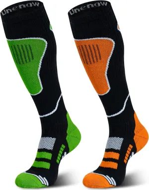 Merino Wool Ski Socks 2 Pairs, Thermal Knee High Warm Socks for Snowboarding, Hiking, Cold Weather, Snow, Hunting