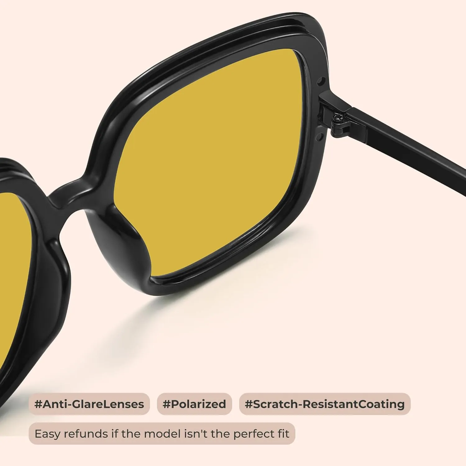 miyya Oversized Polarized Sunglasses Women, Trendy Retro Sun Glasses for Women 2025, Oversized Shades