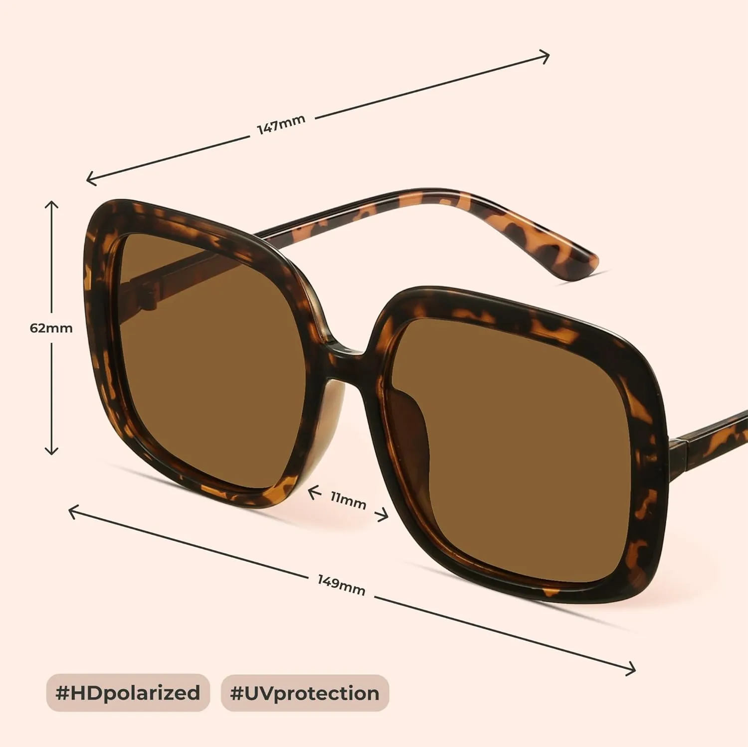 miyya Oversized Polarized Sunglasses Women, Trendy Retro Sun Glasses for Women 2025, Oversized Shades