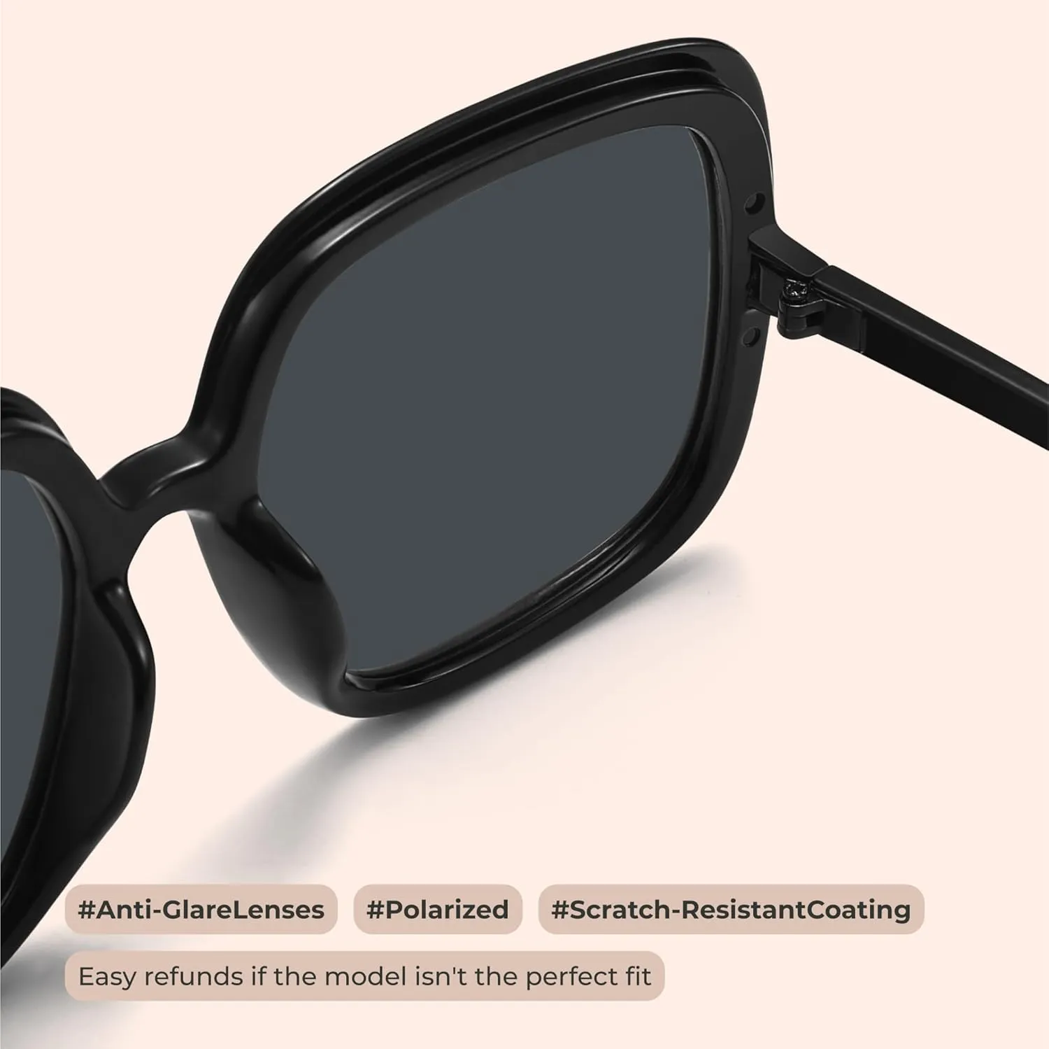 miyya Oversized Polarized Sunglasses Women, Trendy Retro Sun Glasses for Women 2025, Oversized Shades