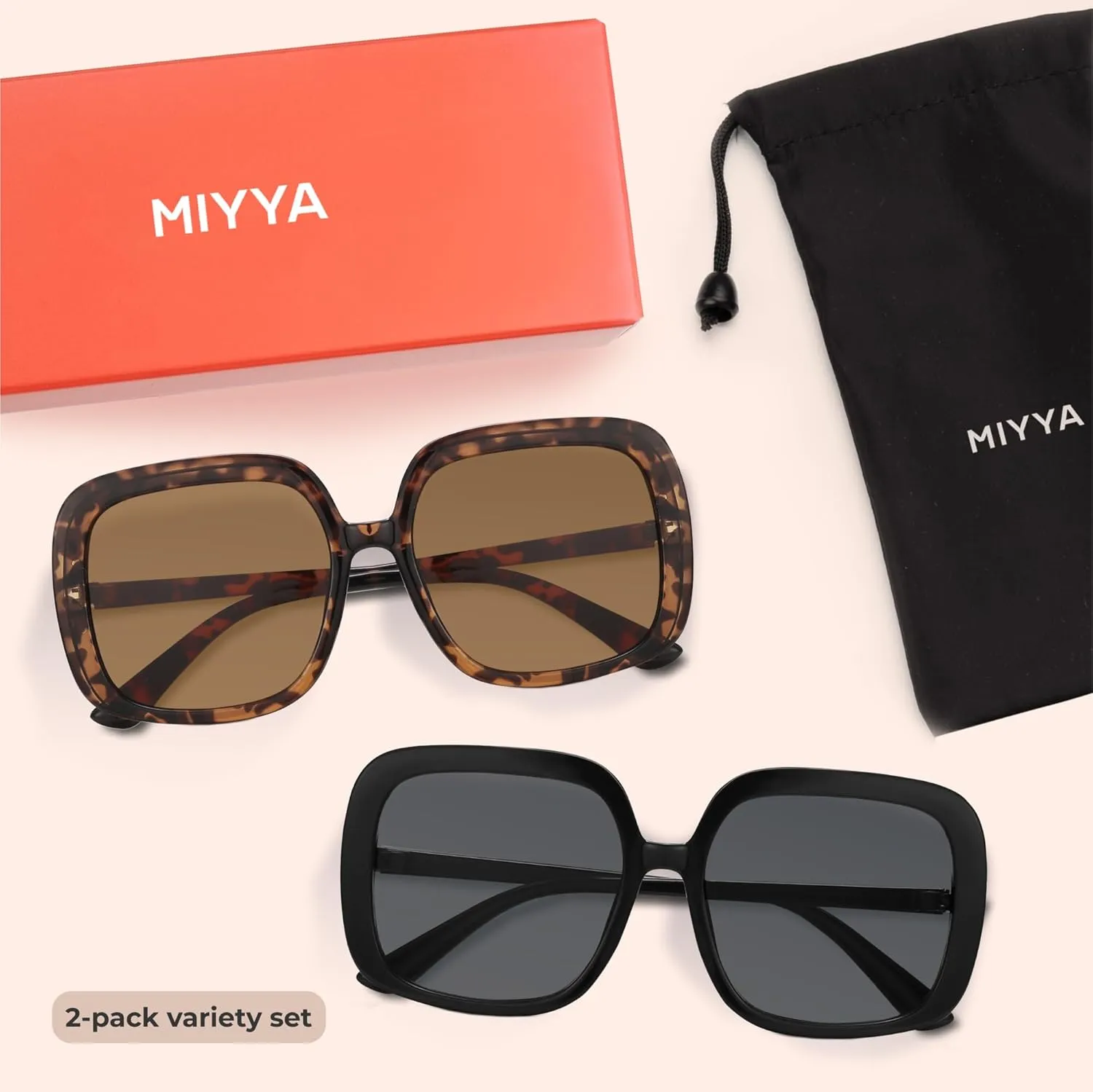 miyya Oversized Polarized Sunglasses Women, Trendy Retro Sun Glasses for Women 2025, Oversized Shades