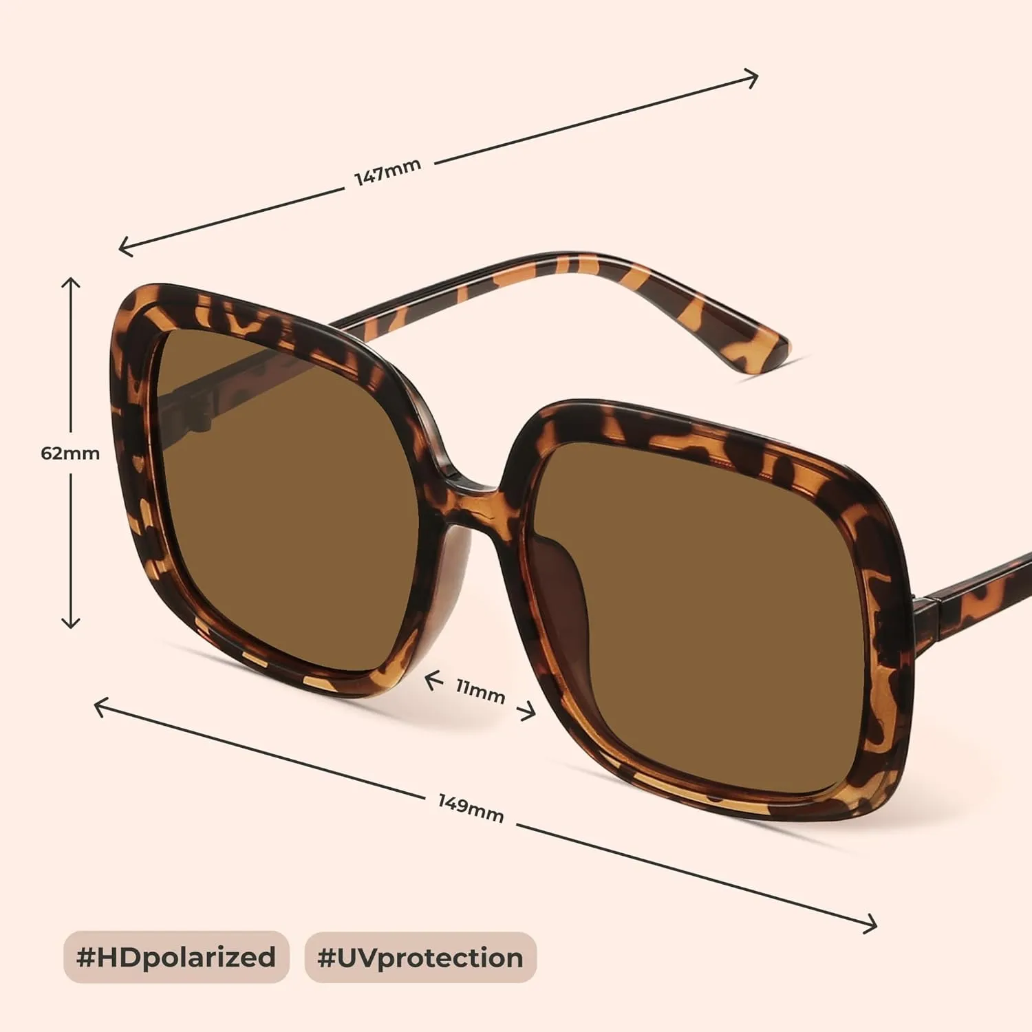 miyya Oversized Polarized Sunglasses Women, Trendy Retro Sun Glasses for Women 2025, Oversized Shades